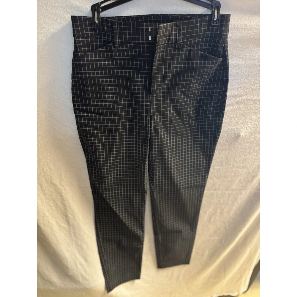 Nine West Women's Black Checked Trousers‎ Size 6 Slim Ankle Rayon Nylon Stretchy
